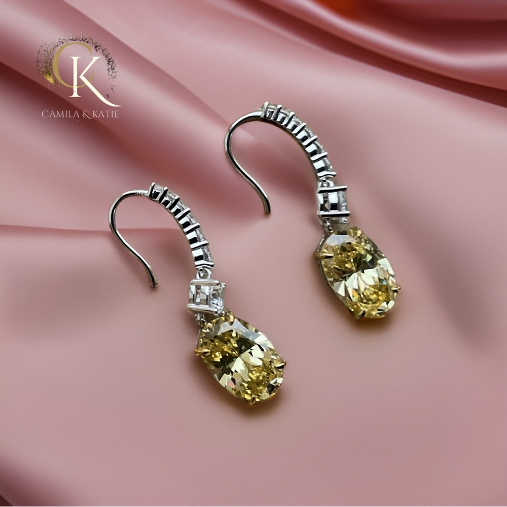 Fancy Yellow Lab Diamond Dangle Earrings - Picture 3 of 5